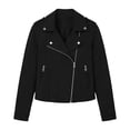 thumbnail image 5 of Wxolcjlv Women's Solid Biker Jackets Long Sleeve Zip Up Cropped Outerwear Side Zipper Pockets, 5 of 5