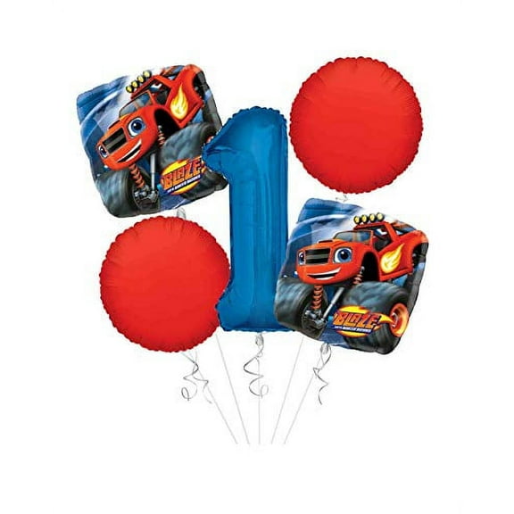 Blaze and the Monster Machine Happy Birthday Balloon Bouquet (5 Balloons), 1st Birthday | Viva Party Balloon Collection