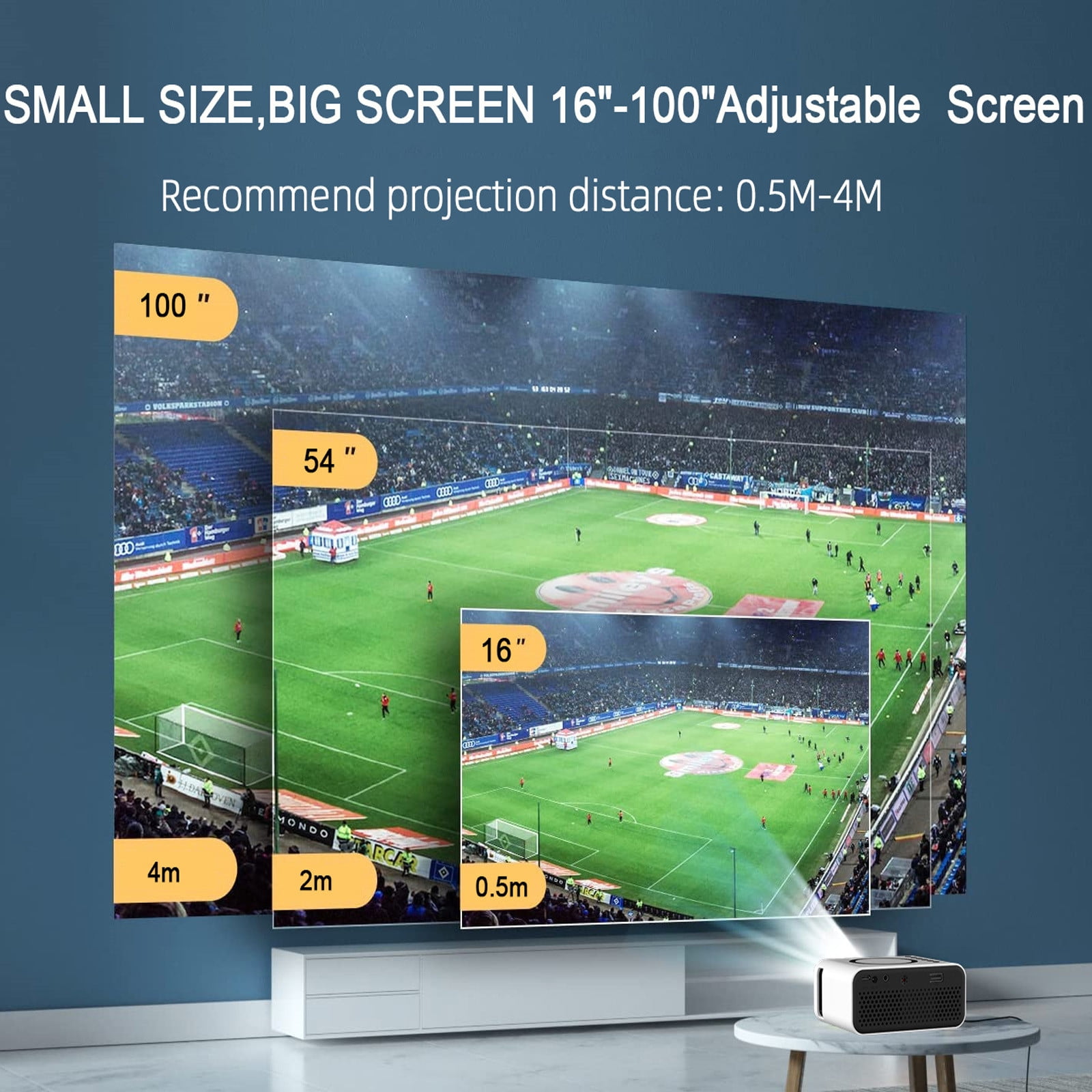Nkmbld Smart Projector with WiFi and Bluetooth, Mini Portable Automatic Projector Outdoor/Indoor Movie Projector Compatible with HDMI/USB/iOS/Android/Windows