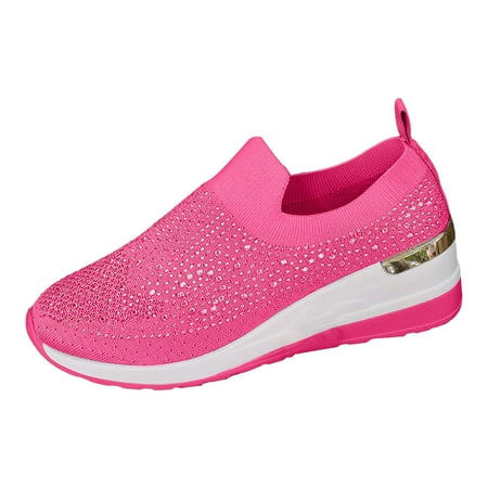 

eczipvz Womens Shoes Flats Wide New Large Size Suede Shoes Shallow Mouth Elastic Lacing Round Toe Shoes for Women Ballet Flats (Hot Pink 8)
