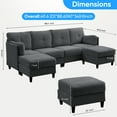 thumbnail image 2 of ZAFLY U Shaped Sectional Sofa with Movable Ottoman, Corduroy Sectionals for Living Room - Dark Gray, 2 of 7