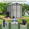 thumbnail image 6 of Sylviera 6x6FT Resin Outdoor Storage Shed with Floor, All-Weather Waterproof Plastic Garden Shed for Backyard, Heavy-Duty Storage Shed for Tools, Bikes & Lawn Equipment, 6 of 8