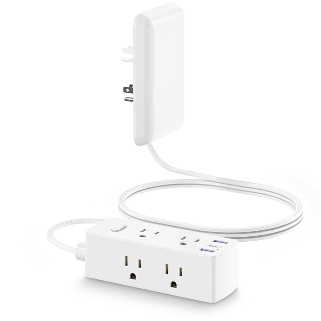 Cable de extensión plano, regleta de alimentación Olcorife, 6 salidas, 3 USB