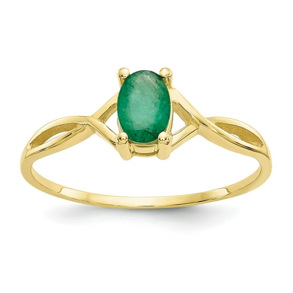 10K Yellow Gold Ring Band with Stones (05) May Emerald Oval Green