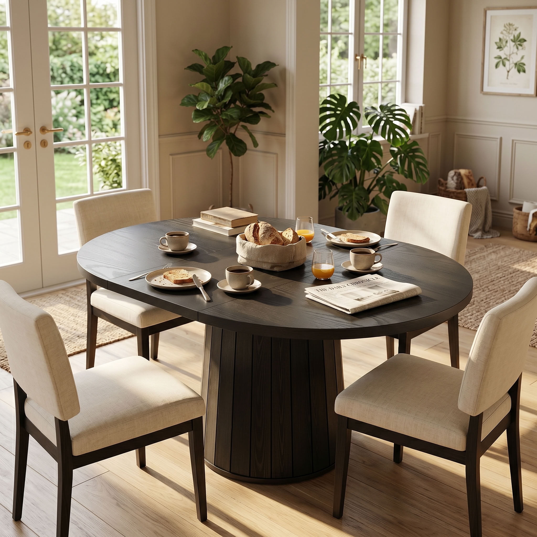 Dovelina 55" Oval Dining Table for 6, Modern Wood Multi-Purpose Dinner Table for Home, Small Apartment, Kitchen