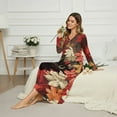 thumbnail image 3 of DISNIMO Cat Leaf Print Women's Nightgowns Long Sleeve Sleepwear Full Length Nightshirts Long V Neck Sleep Shirts House Dress Button Front Night Gowns, S, 3 of 8