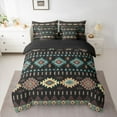 thumbnail image 2 of Homewish Boho Aztec Print 7pcs Bedding Comforter Set,Retro Bohemian Geometric Queen Bedding Sets,Brown Cyan Queen Sheet Sets For Adult,Ultra Soft Home Decor Reversible, 2 of 8