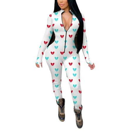 

Liangchengmei Women V Neck Long Sleeve Jumpsuit Bodycon One Piece Pajamas Bodysuit Romper Sleepwear