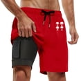 thumbnail image 1 of Ediodpoh Mens Swim Trunks Summer Fashion Gradient Color Double Layer Board Pants with Pockets Swim Shorts for Men Red XXXXXL, 1 of 4