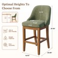 thumbnail image 2 of Daluvenix 26 Inch Counter Height Bar Stools Set of 4, Upholstered Barstools with Back, Solid Wood Legs, Chenille Wide Seat Upholstery Modern Counter Stools for Kitchen Island, Green, 2 of 8
