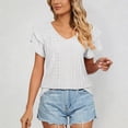 thumbnail image 2 of Kingdiese Womens Summer Casual V Neck Short Sleeve T Shirt Loose Fit Double Layer Sleeve And Collar Top Trashier Shirts, Size L, 2 of 4