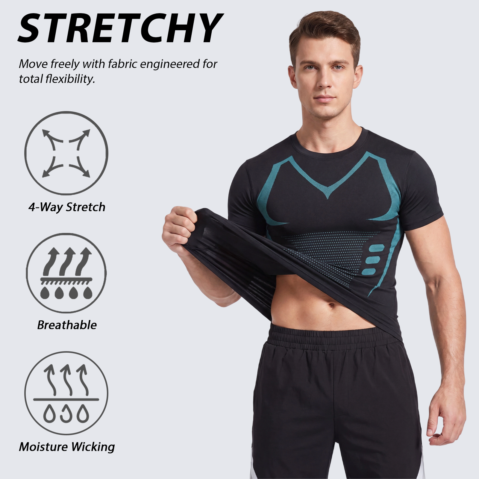 Paquete de 3 camisetas de entrenamiento para hombre - camisetas deportivas, absorbentes, de secado rápido, manga corta - para running, gimnasio y entrenamiento 2