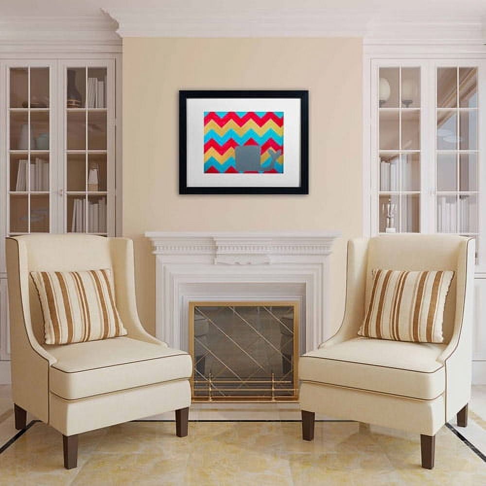 Trademark Fine Art "Pink and Gold Whale Chevron" Canvas Art by Nicole Dietz, White Matte/Black Frame