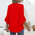 thumbnail image 4 of Yubnlvae Watermelon Red Blouses for Women Casual 3/4 Length Sleeve Womens Tops V Neck Tshirts Shirts with Flared Sleeve, Xl, 4 of 5