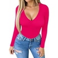 thumbnail image 2 of ORUYROP Combinaison à Manches Courtes et Manches Courtes Deep V Neck pour Vêtements pour Femmes, 2 of 5