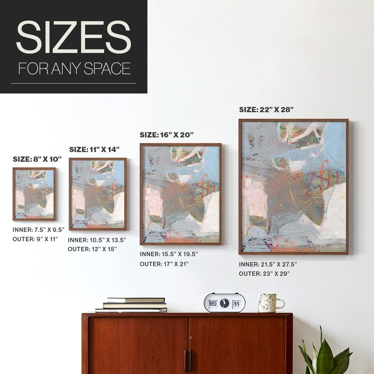 Minim II in Brown Solid Wood 11 x 14 Framed Print