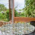 thumbnail image 2 of Ambesonne Floral Fitted Round Tablecloth, Falling Leaves Blooms Botany, 56"- 60" Diameter, Marigold Blue Grey, 2 of 5