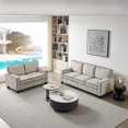 thumbnail image 4 of Living Room Sofa Set, Corduroy 2+3 Seater Couch with Storage, Soft Sofa Couch with Solid Wood Legs, Mid Century Modern Sofa for Bedroom, Living Room, Apartment, Small Space, Beige, 4 of 9