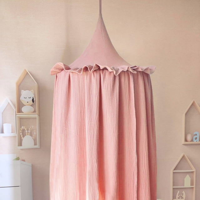 Toldo colgante de muselina de algodón con volantes para habitación de niños, baldachina de cama Premium, 100%