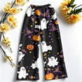 thumbnail image 5 of Garbnen Halloween Pajama Pants Women Fleece Funny Ghost Pumpkin Cute Graphic Women’s Lounge Pants Cozy Plush Fall Winter Warm Wide Leg Womens Sleep Pants, 5 of 6