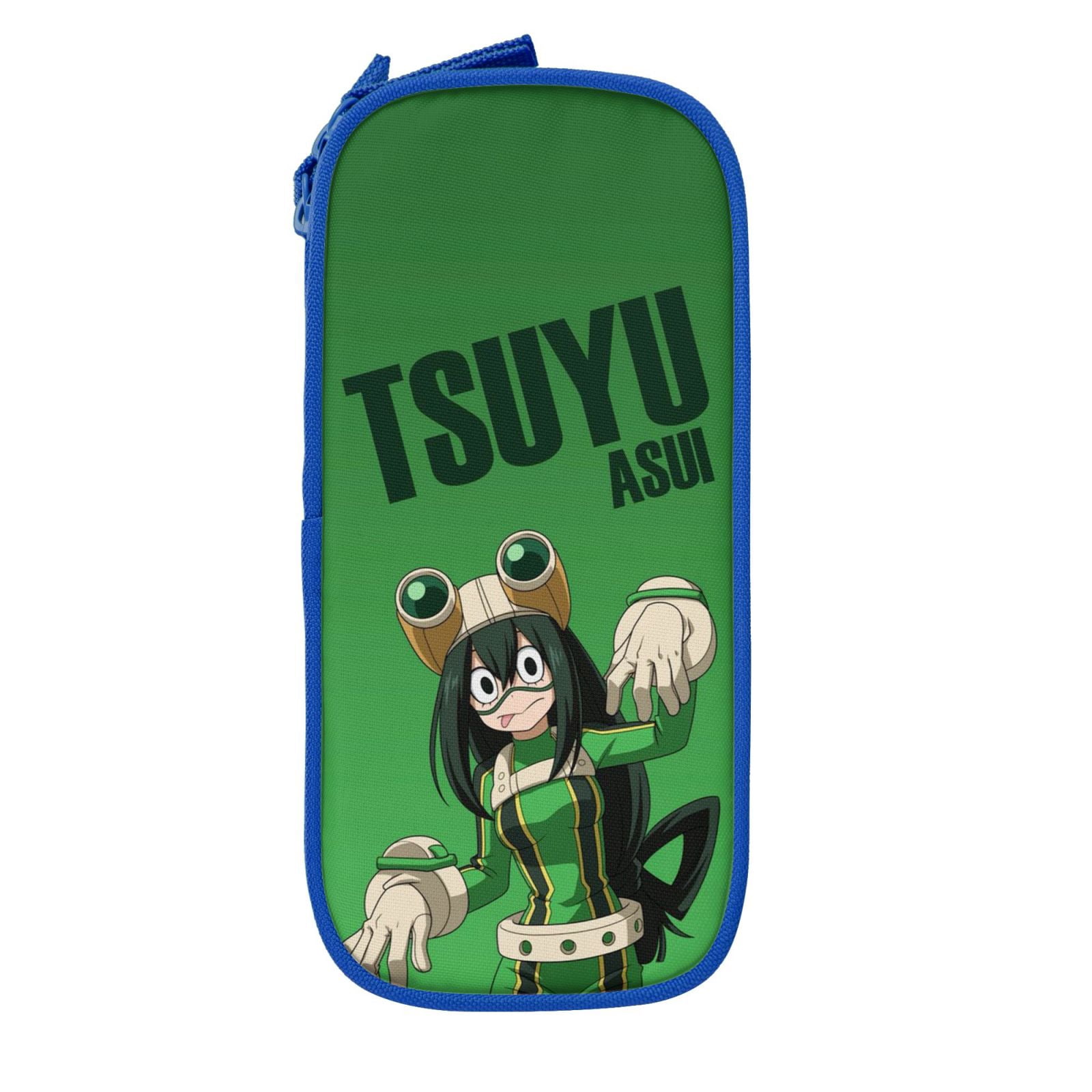 My Hero Academia Tsuyu Asui Pencil Case Large Capacity Pencil Pouch Pen Bag Office Stationery Organizer Travel Makeup Bag Blue