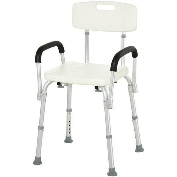 HOMCOM Adjustable Medical Shower Chair with Back, Bathtub Bench Bath Seat with Padded Arms, Non Slip Tub Safety for Disabled, Seniors, Elderly
