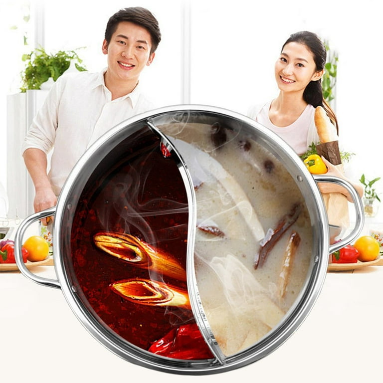 Hot Pot with Divider Stainless Steel Hot Pot Divided Hot Pot Pan Household  Hot