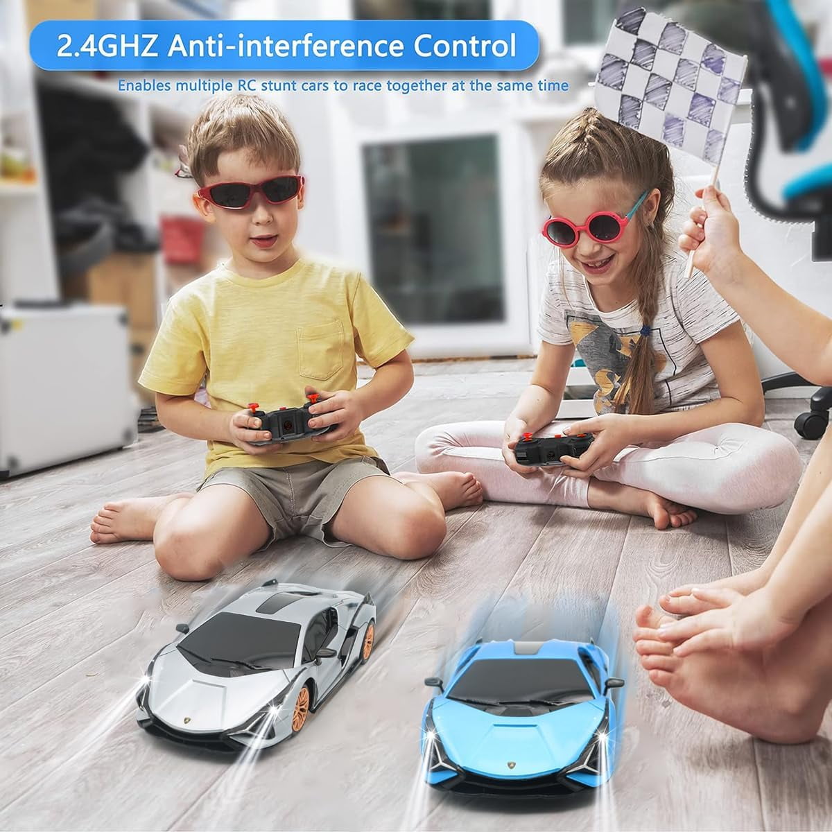 Qun Xing Remote Control Car 1:24 Lamborghini Officially Licensed 2.4GHZ for Kids Gift, Silver