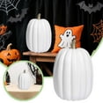 thumbnail image 2 of SIguan,1 PCS Artificial Pumpkins Faux Foam Pumpkins for Decorating Plastic Pumpkin Fall Decor for Autumn Thanksgiving Halloween Table Centerpiece White2 5.9*8.66'', 2 of 8
