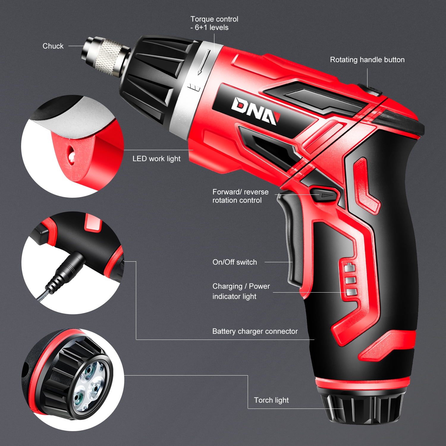 DNA Motoring TOOLS-00237 3.6V Cordless Electric Screwdriver Power Screwdrivers