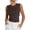 Coffee #004, variant on Womens Summer Tank Tops Crew Neck Ruffle Shirts Sleeveless Ribbed Knit Slim Fitted Tee Business Casual Blouses L