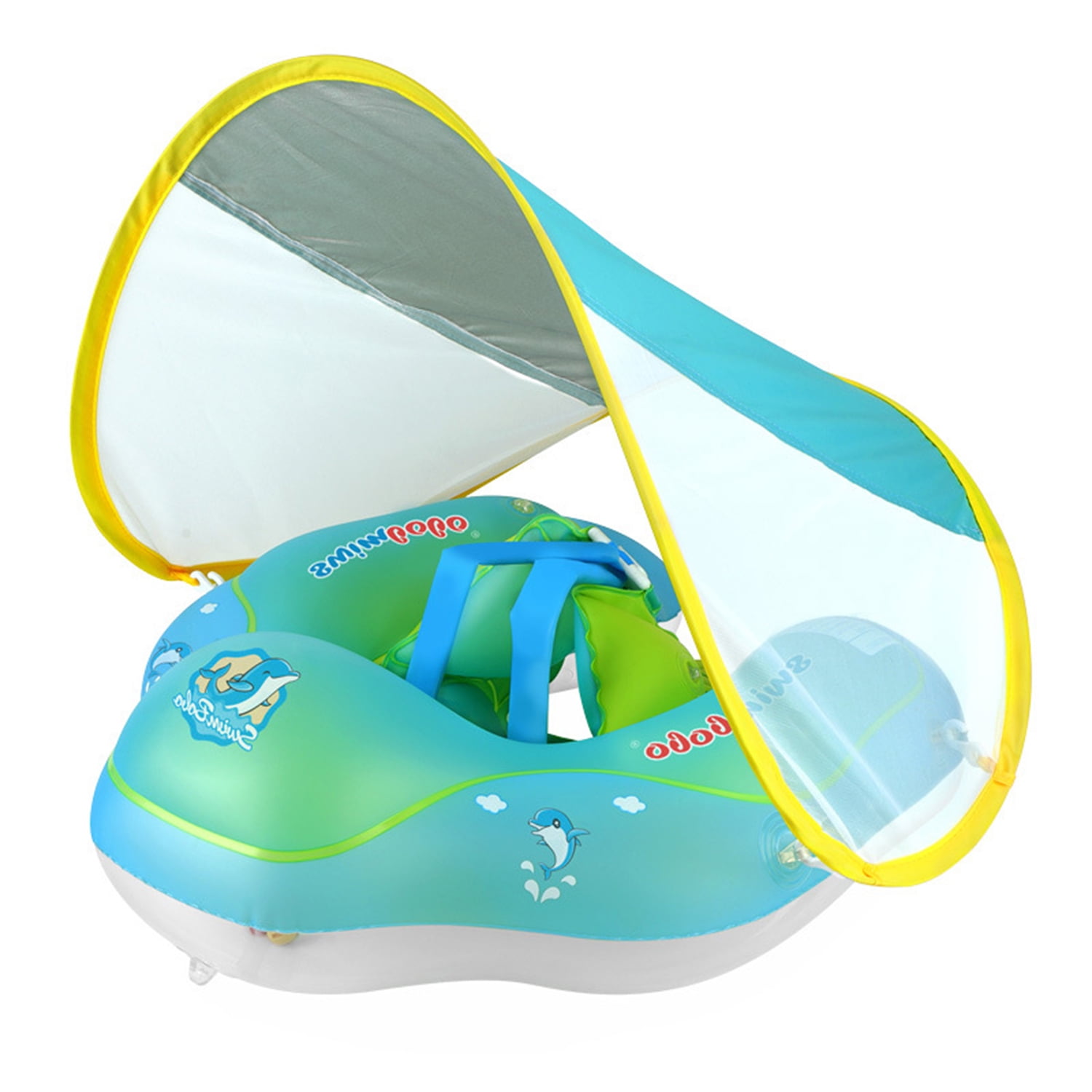 Inflatable Baby Pool Float Ring with Sun Protection Canopy,Baby Swimming Float for Age of 3-36 Months
