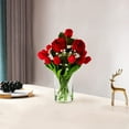 thumbnail image 2 of Mixed Silk Rose Artificial Flowers and Real Touch Tulips Fake Flowers in Glass Vase, Artificial Floral in Vase with Faux Water for Dining Table Centerpieces, Wedding Event (Pink), 2 of 5