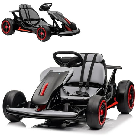 Juibresa 24V Go Kart for Kids,200Wx2 Powerful Drift Kart Electric Pedal Kart,Electric Go Kart for Kids 6-12 Years Outdoor Ride on Toy with Music Mode, Brake Pedal, Seat Blet