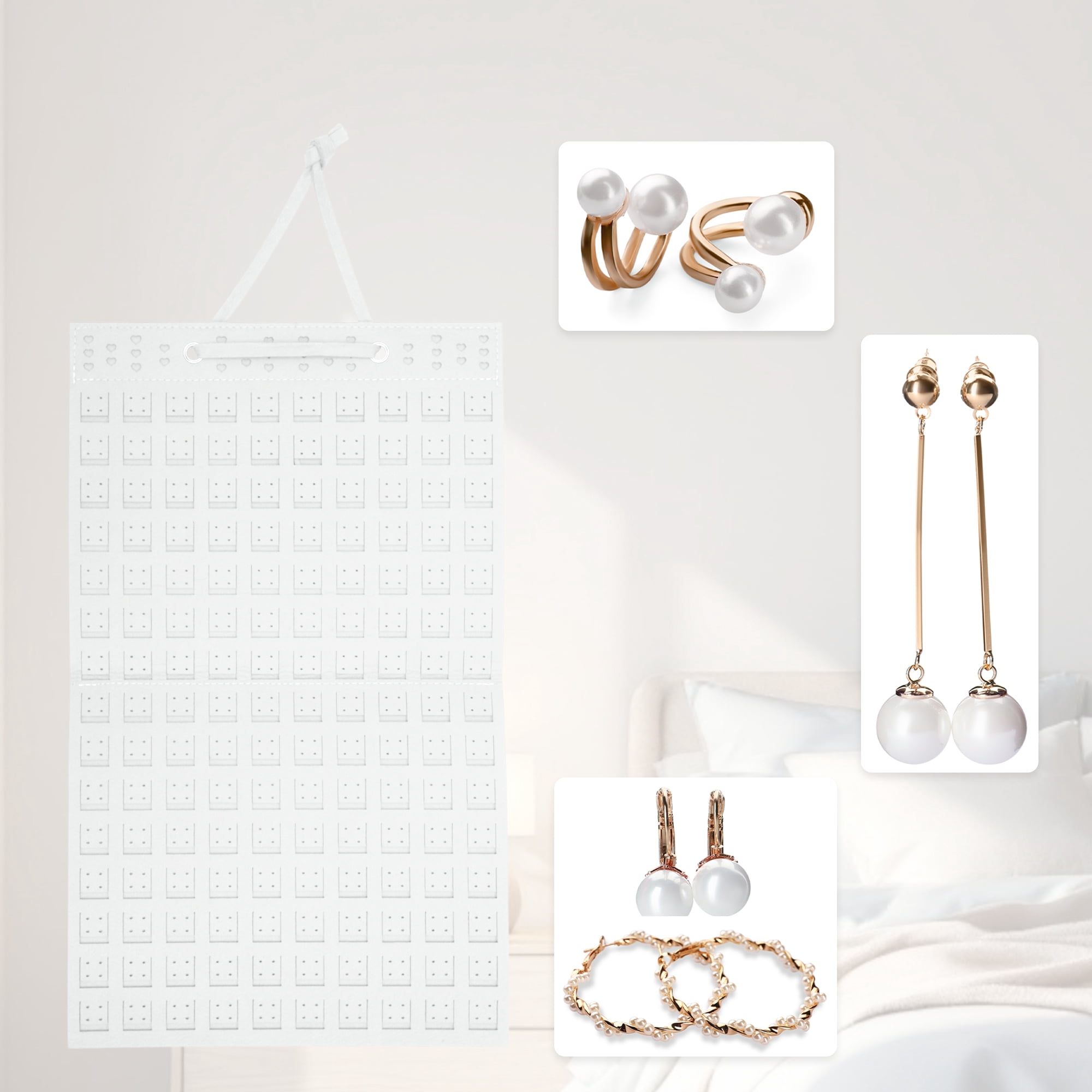 Unique Bargains Claw Clip Holder Space-saving Hair Clip Storage White 22.44"x13.78"