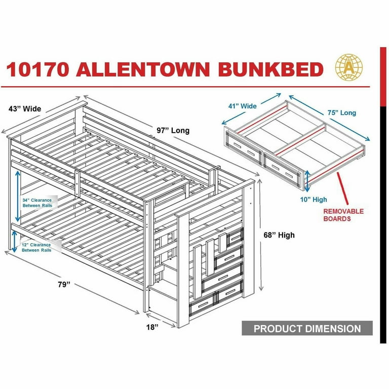 Allentown Twin over Twin Bunk Bed Espresso