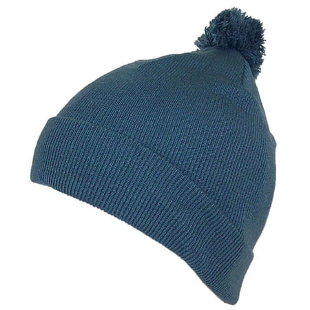 Best Winter Hats Adult Cuffed Tight Knit Winter Beanie Hat w/Pom Pom on Top (S/M) -