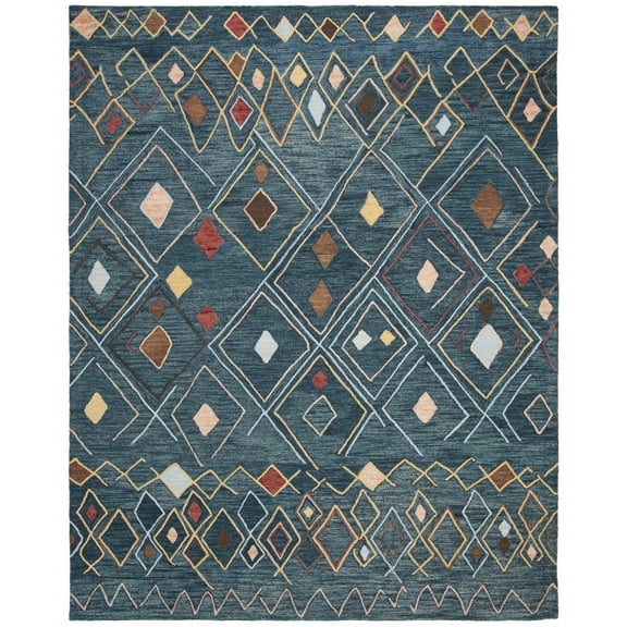SAFAVIEH Suzani Lalia Geometric Area Rug, Dark Blue/Multi, 9' x 12'