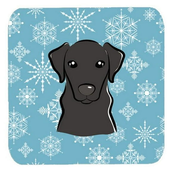 Snowflake Black Labrador Foam Coasters, Set Of 4
