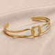 thumbnail image 1 of Brazalete para mujer, regalos para mujer, acero inoxidable, línea cuadrada entrelazada, brazalete abierto, pulsera geométrica en forma de C, pulsera C, 1 of 2