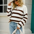 thumbnail image 6 of Striped Sweater Sevevn Women's Striped Long Sleeved Round Neck Pullover Knitted Sweater Top, 6 of 9