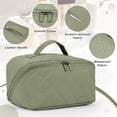 thumbnail image 4 of Gynky Large Travel Makeup Bag for Women - Waterproof Cosmetic Bag, Flat Open Toiletry Bag with Ample Space for Skincare, Brushes & Travel Essentials, Portable Design（Green）, 4 of 7