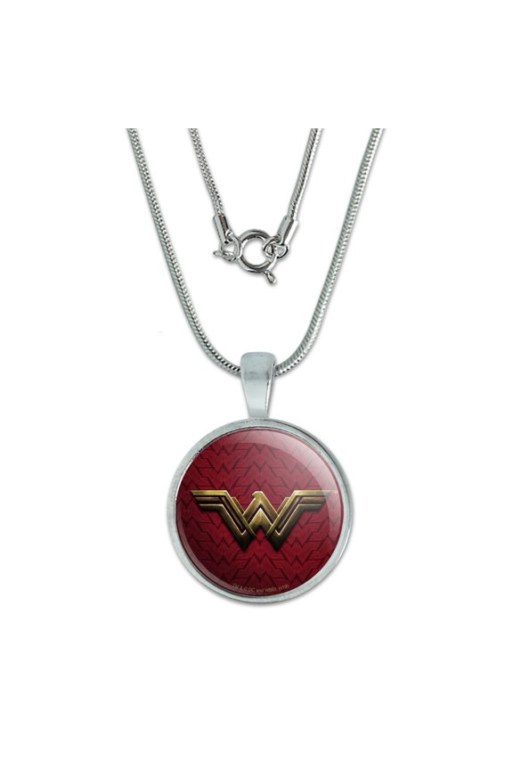 Justice League Movie Wonder Woman Logo 0.75" Pendant with Sterling Silver Plated Chain