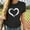 #7-Black, variant on Pntutb Women's Tops Short Sleeve O-Neck Heart-Shaped Print Blouses T-Shirt