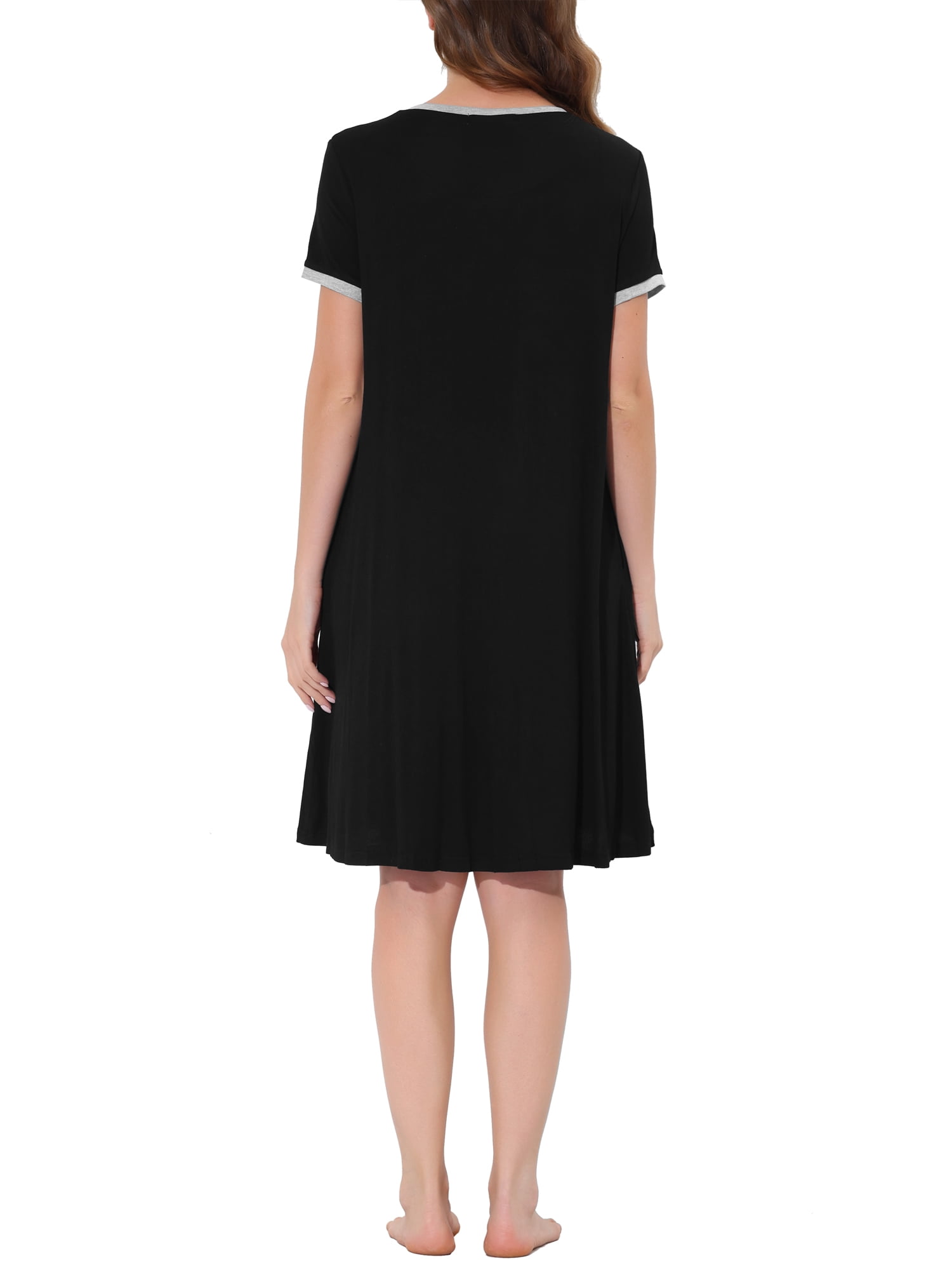 Unique Bargains Women's Sleepwear Pajama Dress Strtechy with Pockets Lounge Nightgown