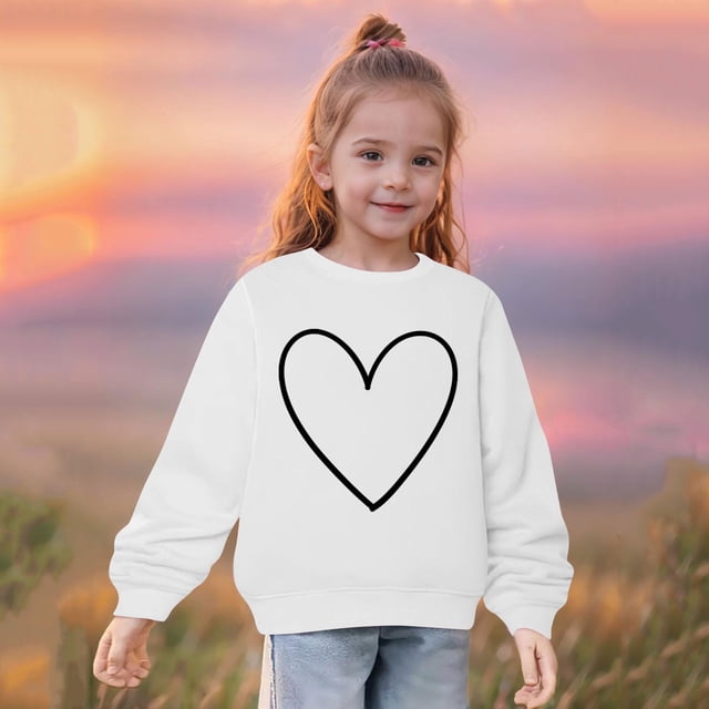 RXIRUCGD Automne et Hiver Pull à Manches Longues Imprimé Cœur pour Filles et Garçons (Blanc, Taille:9 Ans)