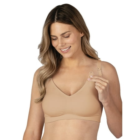 BRAVADO! DESIGNS Maternity & Nursing Bra Seamless Double Layer  Wirefree  Adjustable for Breastfeeding | Nude | L