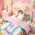 thumbnail image 3 of meiyoeat Cream Baseball Sport Themed Twin Bedding,Watercolor Drip 3D Initial L Alphabet Print Duvet Cover Set For Kids,pink Reversible,2pcs(No Comforter), 3 of 6