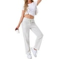 thumbnail image 2 of INSPIRE CHIC Womens Lounge Pants Cotton Long Straight Elastic Waist Drawstring with Pocket Sleep Sport Pajama Nightwear S Light Gray, 2 of 6