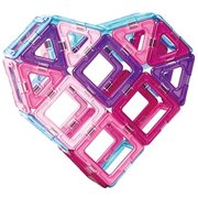 Magformers Inspire Clear 30 Pieces, Pink and Purple, Magnetic Geometric tiles STEM Toy Ages 3+
